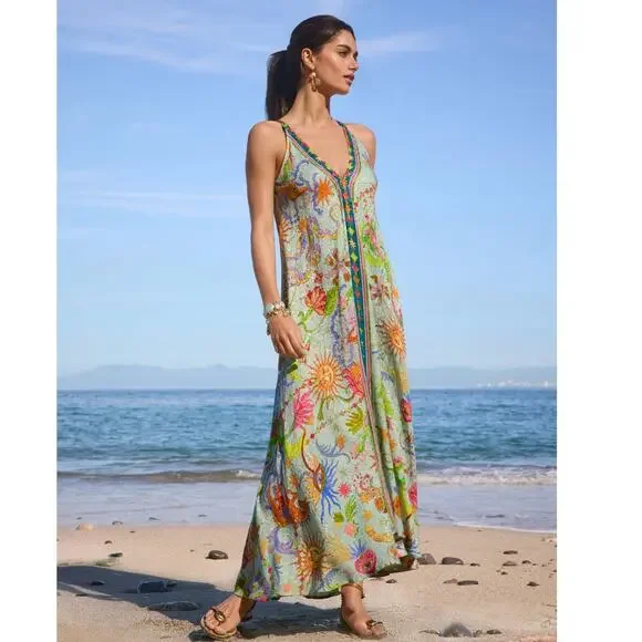 maxi bell sleeve dress Floral Maxi Dress with Long Sleeves - Helena